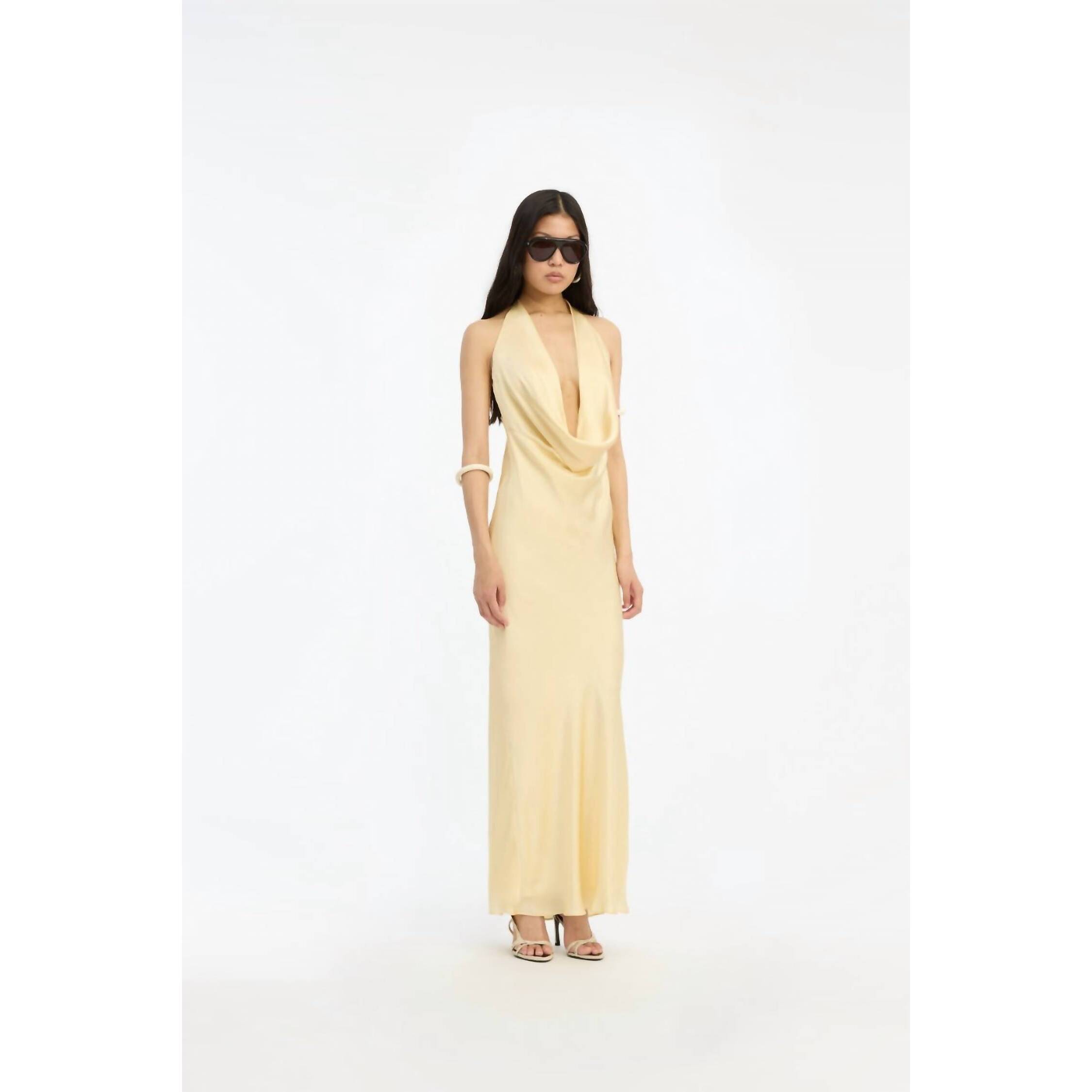 New Rotate Chiffon Halter Dress In Yellow
